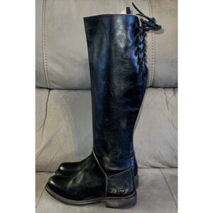 Bed Stu Black Womens Cobbler Series Heeled Tall Boots Leather Rustic 8